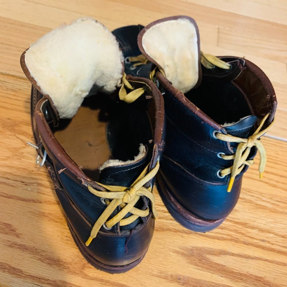 VINTAGE JC Higgins WW2 US Ski Mountain Leather Boots Steampunk - Picture 15 of 16